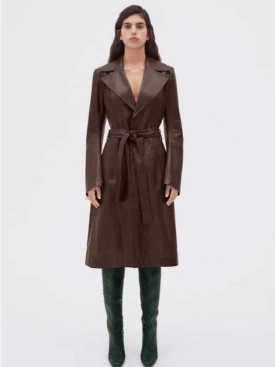 Bottega Veneta Jackets & Blazers - Bottega Veneta Brown Leather Belted Trench Coat (NWT)